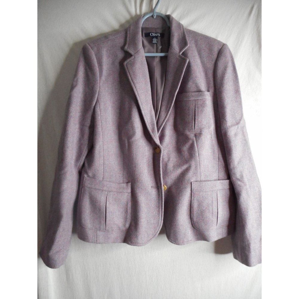 Chaps Sz 16 Purple wool blend lined Blazer Jacket